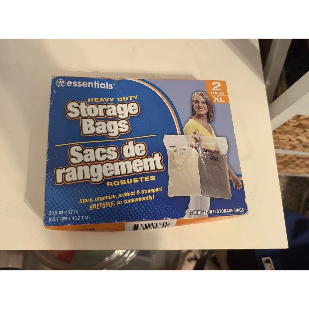 Essentials XL Heavy Duty Storage Bag 20.5in x 17in with Handle Sealed Box‎